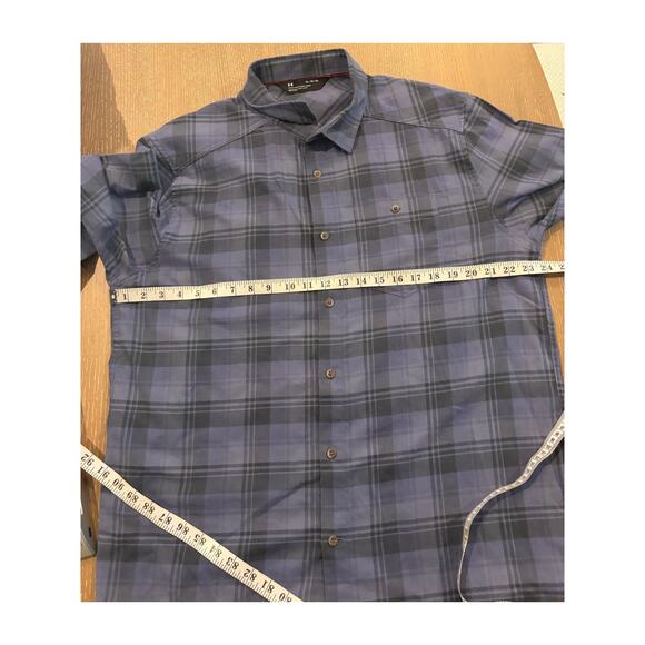 Under Armour Fitted Flannel Button Up Plaid Long Sleeve Shirt XL Blue Cotton - Picture 5 of 5